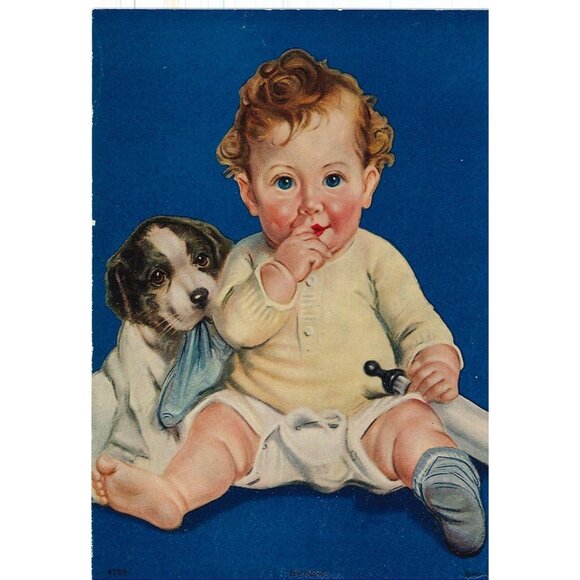 Vintage Calendar Print  "Satisfied" 6 x 8 - Picture 1 of 1